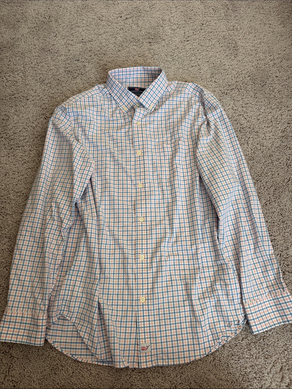Vineyard Vines Blue & Pink Plaid Button-Down Dress Shirt